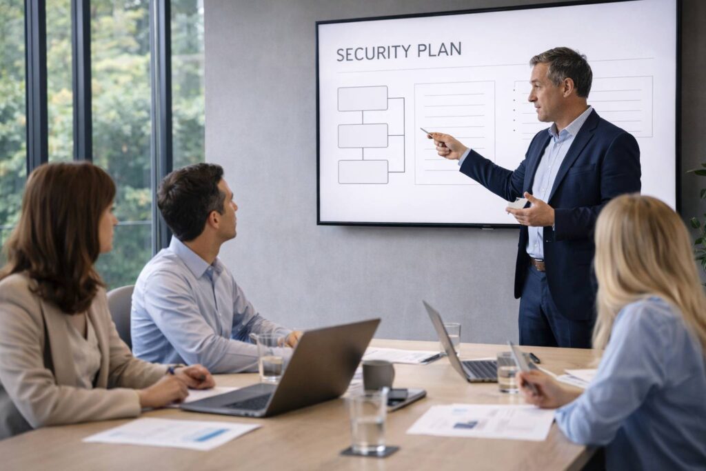 Briefing over het bedrijf beveiligingsplan